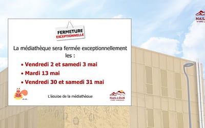Fermetures exceptionnelles de la médiathèque – Mai 2025