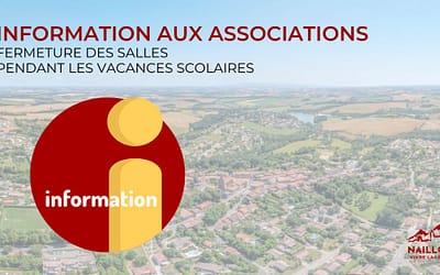 Information aux associations : Fermeture des salles pendant les vacances scolaires